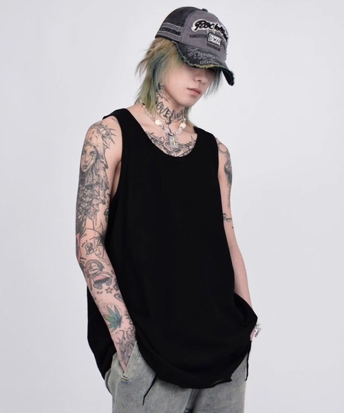 Theater code(シアターコード)の「▲damage tank top / ダメージ タンクトップ(タンクトップ・メンズ・ブラック/ホワイト・2/3)」の7枚目の写真