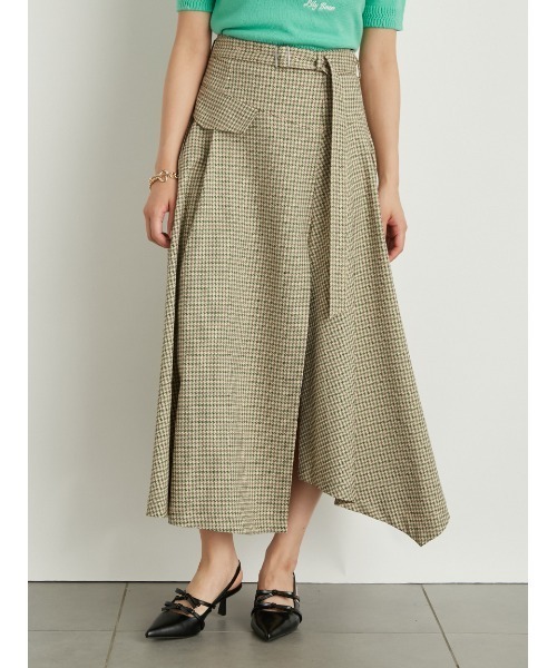 LILY BROWN（リリーブラウン）の「アシメドレープスカショーパン（その他パンツ・レディース・ベージュ/ブラック/チェック・0/1）」の3枚目の写真