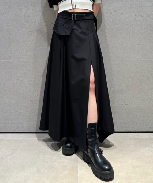 LILY BROWN（リリーブラウン）の「アシメドレープスカショーパン（その他パンツ・レディース・ベージュ/ブラック/チェック・0/1）」の2枚目の写真