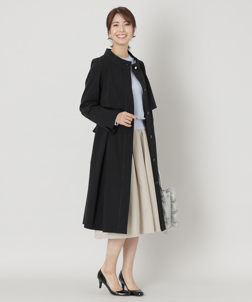 TO BE CHIC(トゥー ビー シック)の「タフタストレッチスタンドカラー コート(ステンカラーコート・レディース・ブラック・40/42)」の2枚目の写真