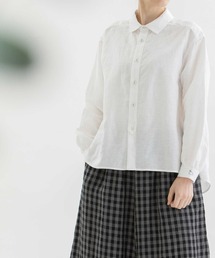 リネンコットンふんわり袖シャツ