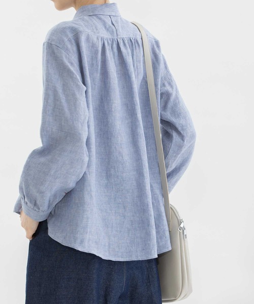 nop de nod(ノップドゥノッド)の「リネンコットンふんわり袖シャツ(シャツ/ブラウス・レディース・オフホワイト/ライトブルー/キナリ・3)」の21枚目の写真