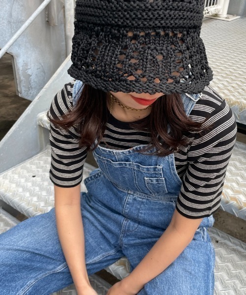 MILLER（ミラー）の「【VERY 8月号掲載】[MILLER/ミラー] 別注 配色 5分袖クルーネックTシャツ（Tシャツ/カットソー・レディース・アイボリー/ブラック/ブラウン/ブラック系/ネイビー/オレンジ・F）」の4枚目の写真