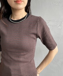 MILLER | 【VERY 8月号掲載】[MILLER/ミラー] 別注 配色 5分袖クルーネックTシャツ(Tシャツ/カットソー)