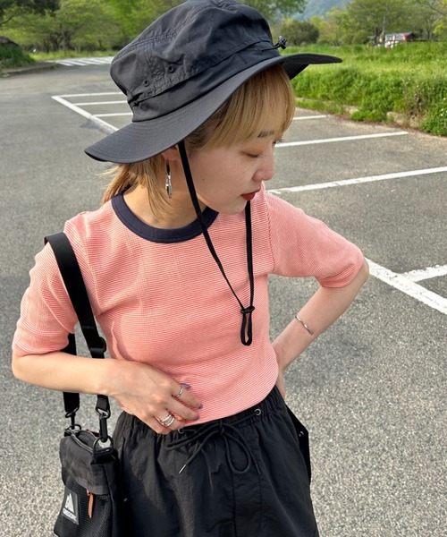 MILLER（ミラー）の「【VERY 8月号掲載】[MILLER/ミラー] 別注 配色 5分袖クルーネックTシャツ（Tシャツ/カットソー・レディース・アイボリー/ブラック/ブラウン/ブラック系/ネイビー/オレンジ・F）」の6枚目の写真