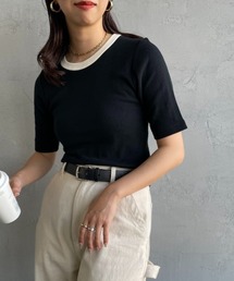 【VERY 8月号掲載】[MILLER/ミラー] 別注 配色 5分袖クルーネックTシャツ
