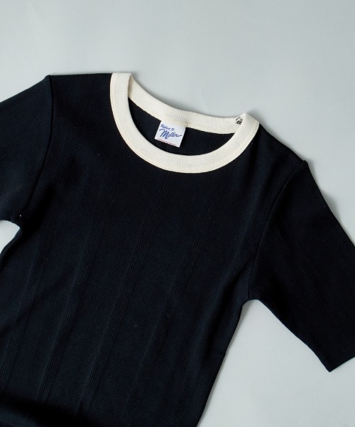 MILLER（ミラー）の「【VERY 8月号掲載】[MILLER/ミラー] 別注 配色 5分袖クルーネックTシャツ（Tシャツ/カットソー・レディース・アイボリー/ブラック/ブラウン/ブラック系/ネイビー/オレンジ・F）」の13枚目の写真