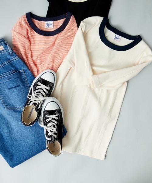 MILLER（ミラー）の「【VERY 8月号掲載】[MILLER/ミラー] 別注 配色 5分袖クルーネックTシャツ（Tシャツ/カットソー・レディース・アイボリー/ブラック/ブラウン/ブラック系/ネイビー/オレンジ・F）」の7枚目の写真