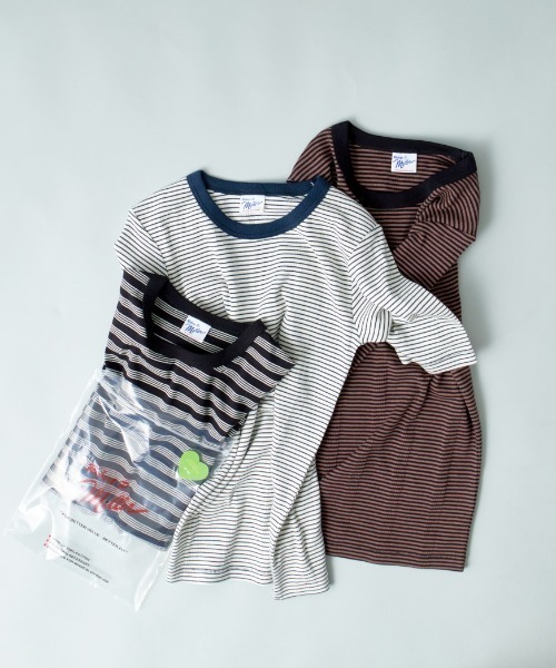 MILLER（ミラー）の「【VERY 8月号掲載】[MILLER/ミラー] 別注 配色 5分袖クルーネックTシャツ（Tシャツ/カットソー・レディース・アイボリー/ブラック/ブラウン/ブラック系/ネイビー/オレンジ・F）」の9枚目の写真