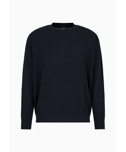 EMPORIO ARMANI（エンポリオアルマーニ）の「【エンポリオ アルマーニ】セーター コットン製 オールオーバー ジャカードレタリング（ニット/セーター・メンズ・ネイビー・SMALL/MEDIUM/LARGE/X-SMALL/X-LARGE）」の6枚目の写真