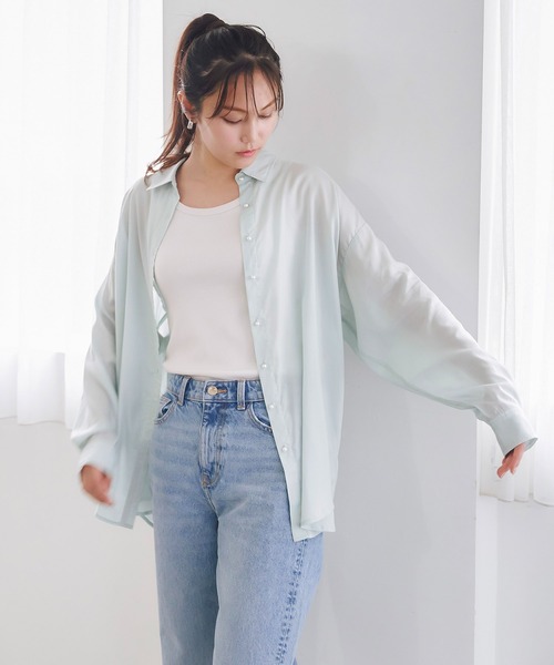 シアーリヨセルパール釦オーバーシャツ Emma Taylor│STYLEDOOR  