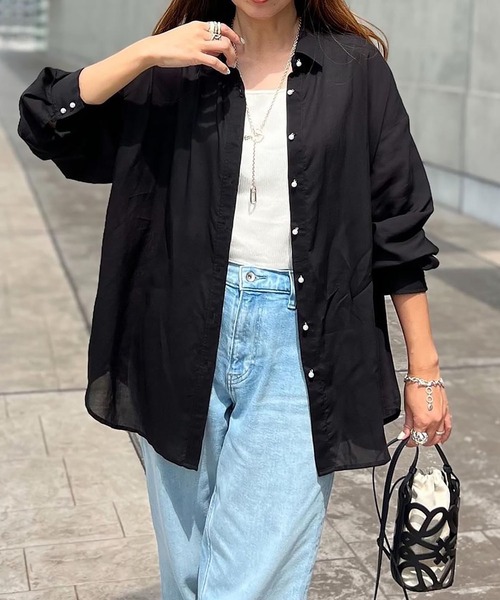 シアーリヨセルパール釦オーバーシャツ Emma Taylor│STYLEDOOR  