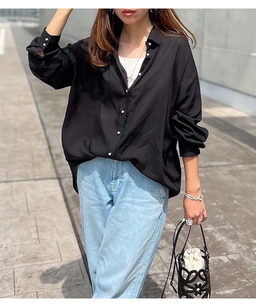 シアーリヨセルパール釦オーバーシャツ Emma Taylor│STYLEDOOR  