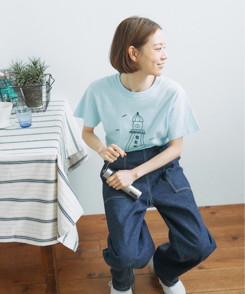 PAR ICI（パーリッシィ）の「【WEB別注カラー】灯台刺繍Tシャツ