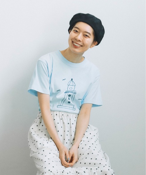 PAR ICI（パーリッシィ）の「【WEB別注カラー】灯台刺繍Tシャツ