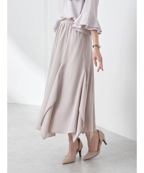 earth music&ecology（アースミュージックアンドエコロジー）の「ランダムイレヘムスカート（スカート・レディース・グレイッシュベージュ/アイボリー/パープル・M/S）」の4枚目の写真