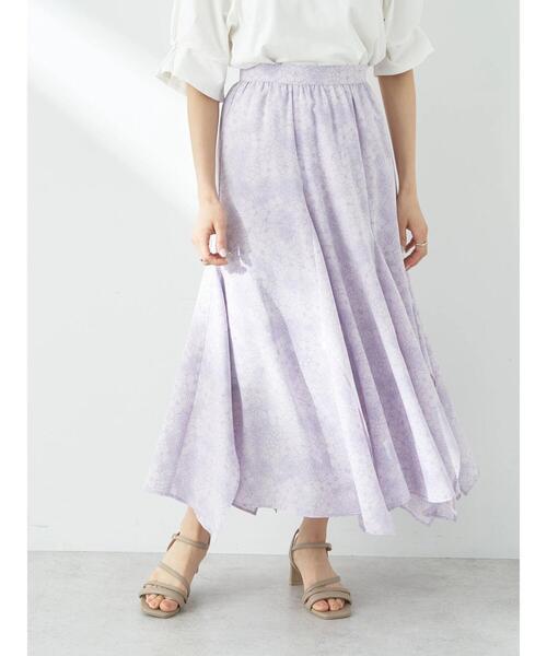 earth music&ecology（アースミュージックアンドエコロジー）の「ランダムイレヘムスカート（スカート・レディース・グレイッシュベージュ/アイボリー/パープル・M/S）」の9枚目の写真