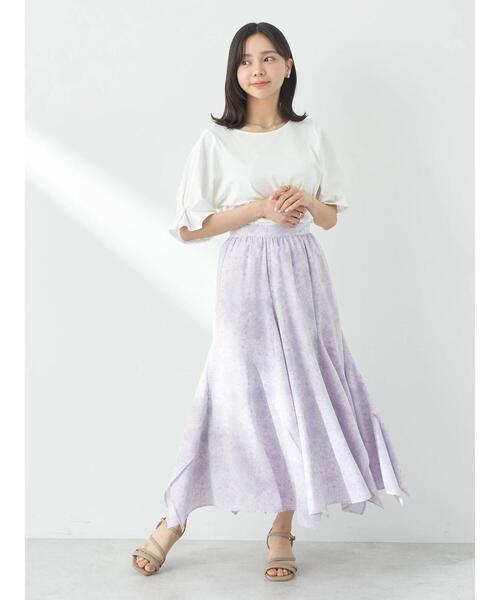 earth music&ecology（アースミュージックアンドエコロジー）の「ランダムイレヘムスカート（スカート・レディース・グレイッシュベージュ/アイボリー/パープル・M/S）」の10枚目の写真