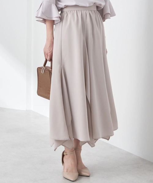 earth music&ecology（アースミュージックアンドエコロジー）の「ランダムイレヘムスカート（スカート・レディース・グレイッシュベージュ/アイボリー/パープル・M/S）」の3枚目の写真