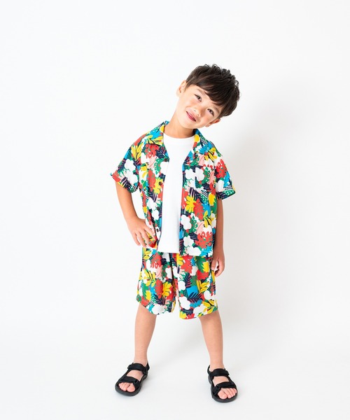 Moujonjon（ムージョンジョン）の「ボタニカル柄レーヨン半袖シャツ（シャツ/ブラウス・キッズ・ブルー/ピンク・90/100/110/120/130/140）」の10枚目の写真