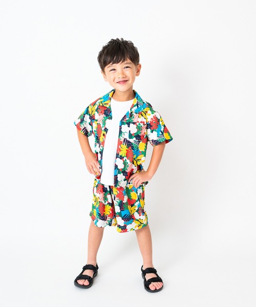 Moujonjon（ムージョンジョン）の「ボタニカル柄レーヨン半袖シャツ（シャツ/ブラウス・キッズ・ブルー/ピンク・90/100/110/120/130/140）」の12枚目の写真