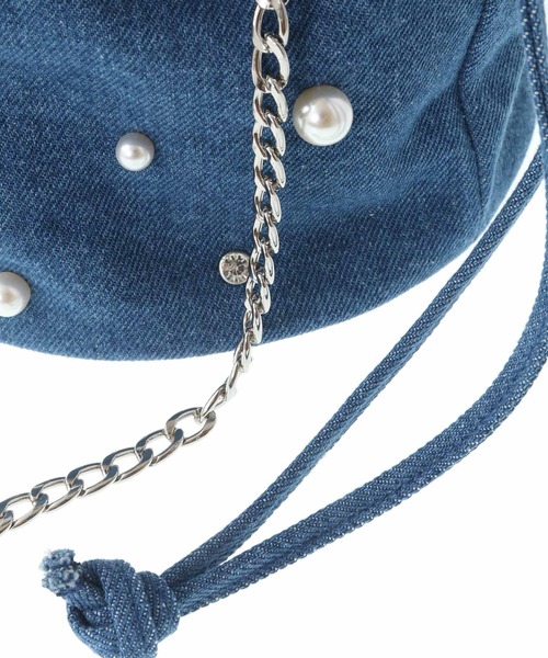 31 Sons de mode（トランテアン　ソン　ドゥ　モード）の「パールビジュー巾着バッグ（ハンドバッグ・レディース・ブラック/ダークインディゴブルー・フリー）」の9枚目の写真