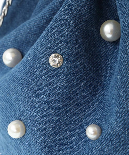 31 Sons de mode（トランテアン　ソン　ドゥ　モード）の「パールビジュー巾着バッグ（ハンドバッグ・レディース・ブラック/ダークインディゴブルー・フリー）」の10枚目の写真
