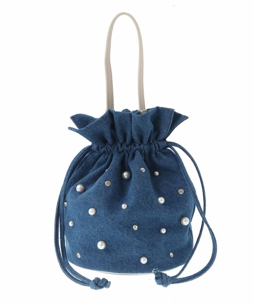 31 Sons de mode（トランテアン　ソン　ドゥ　モード）の「パールビジュー巾着バッグ（ハンドバッグ・レディース・ブラック/ダークインディゴブルー・フリー）」の11枚目の写真