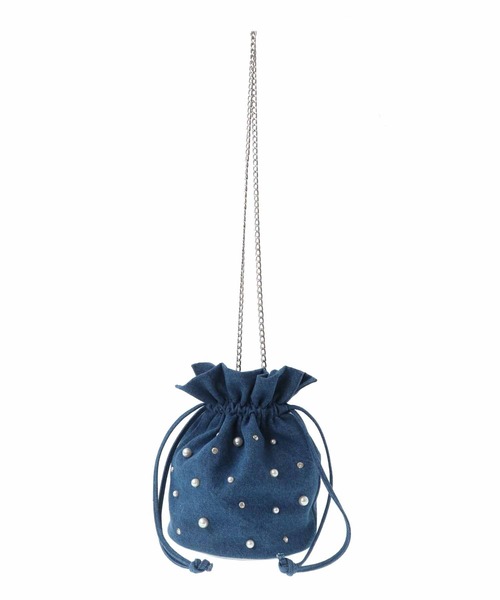 31 Sons de mode（トランテアン　ソン　ドゥ　モード）の「パールビジュー巾着バッグ（ハンドバッグ・レディース・ブラック/ダークインディゴブルー・フリー）」の12枚目の写真