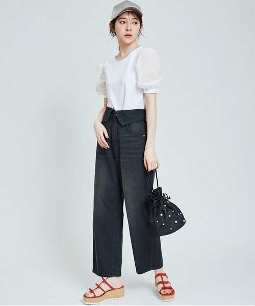 31 Sons de mode（トランテアン　ソン　ドゥ　モード）の「パールビジュー巾着バッグ（ハンドバッグ・レディース・ブラック/ダークインディゴブルー・フリー）」の14枚目の写真