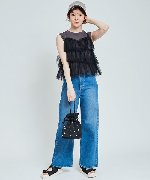 31 Sons de mode（トランテアン　ソン　ドゥ　モード）の「パールビジュー巾着バッグ（ハンドバッグ・レディース・ブラック/ダークインディゴブルー・フリー）」の13枚目の写真