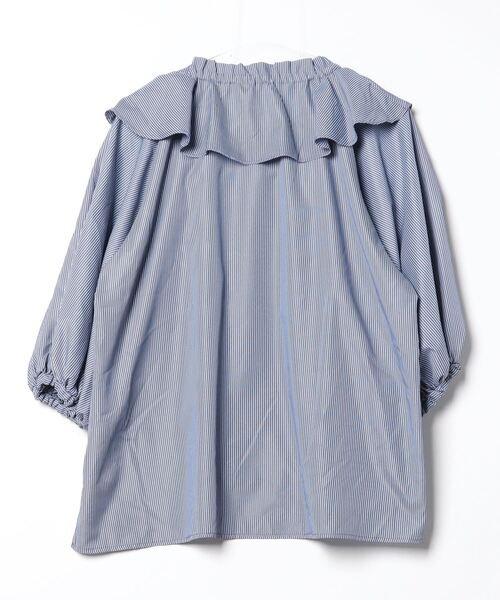 byYOUANCE（バイユアンス）の「ストライプフリルブラウス（シャツ/ブラウス・レディース・ブルー系その他4・MEDIUM）」の2枚目の写真