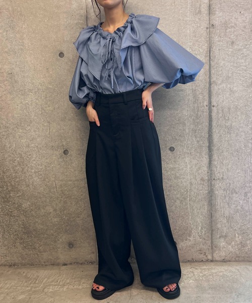 byYOUANCE（バイユアンス）の「ストライプフリルブラウス（シャツ/ブラウス・レディース・ブルー系その他4・MEDIUM）」の12枚目の写真