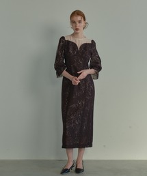 ANDRESD shrink pleats fit dress チャコール セール】shrink pleats fit dress / シュリンクプリーツフィットドレス