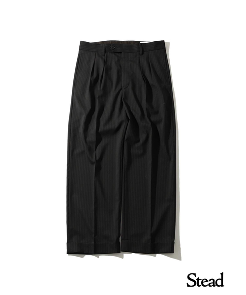 ジャーナル HOMESTEAD スラックス 黒 ストライプ J.S.Homestead / Stead】BLACK STRIPE SLACKS(505814176