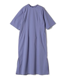 SHIPS Primary Navy Label:〈洗濯機可能〉コットン ナイロン ブルー ワンピース