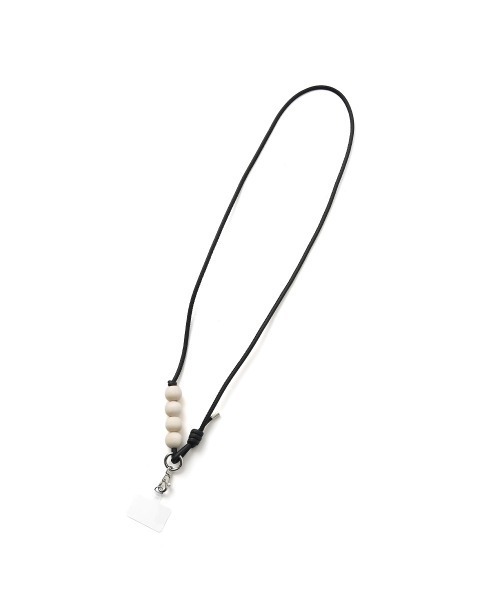 marjour(マージュール)の「WOOD BALL SHOULDER STRAP(スマホグッズ・レディース・ブラック/ベージュ・FREE)」の1枚目の写真