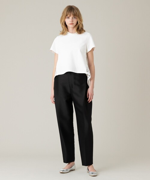 美品 ルルウィルビー 24SS 洗える レースドッキングプルオーバー ブラック LOULOU WILLOUGHBY】レースドッキングプルオーバー|allureville