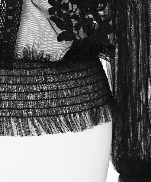 Narcissus(ナルシス)の「【キャミソール付き】フラワーチュールレースブラウス(シャツ/ブラウス・レディース・ブルー/ブラック・FREE)」の5枚目の写真