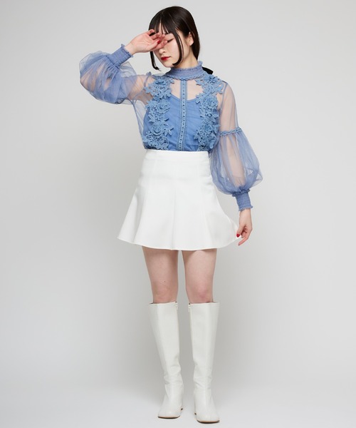 Narcissus(ナルシス)の「【キャミソール付き】フラワーチュールレースブラウス(シャツ/ブラウス・レディース・ブルー/ブラック・FREE)」の10枚目の写真