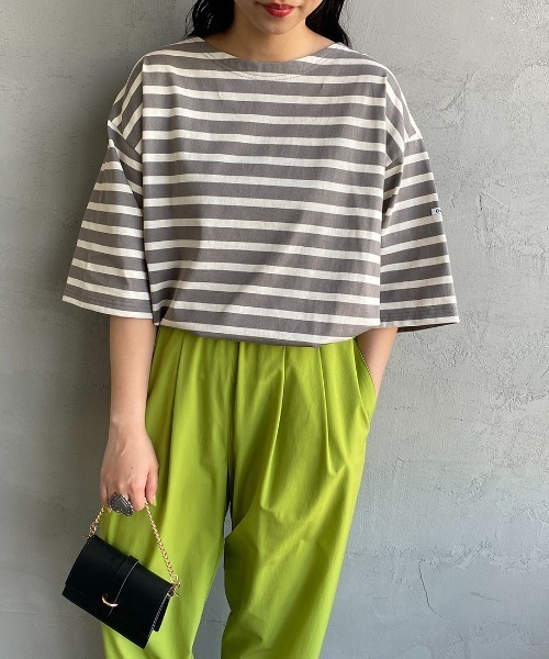 ORCIVAL（オーシバル）の「【WEB限定】[ORCIVAL/オーシバル] ボートネック ショートスリーブTシャツ（Tシャツ/カットソー・レディース・ブラック/グレイッシュベージュ/ブラック系その他/ホワイト/オレンジ・4/5）」の4枚目の写真