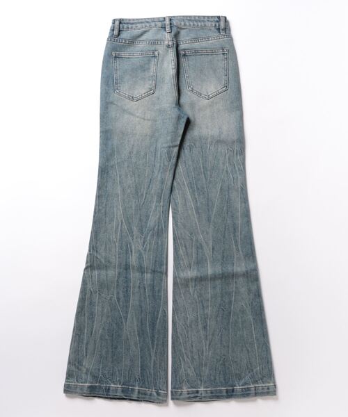 aimoha(アイモハ)の「【Aimoha】フィットフレアパンツ(デニムパンツ・レディース・ネイビー・SMALL/MEDIUM/LARGE)」の2枚目の写真