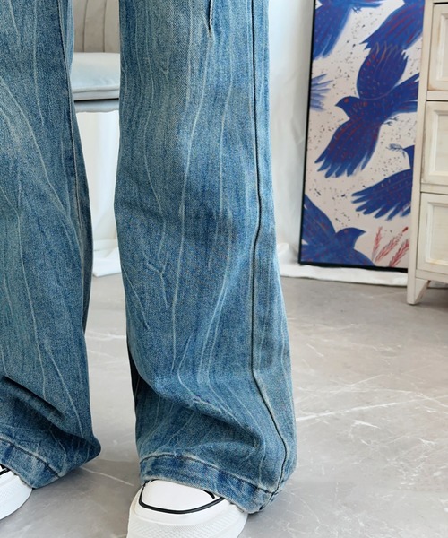 aimoha(アイモハ)の「【Aimoha】フィットフレアパンツ(デニムパンツ・レディース・ネイビー・SMALL/MEDIUM/LARGE)」の8枚目の写真
