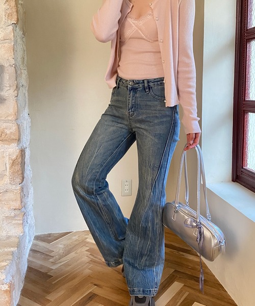 aimoha(アイモハ)の「【Aimoha】フィットフレアパンツ(デニムパンツ・レディース・ネイビー・SMALL/MEDIUM/LARGE)」の18枚目の写真