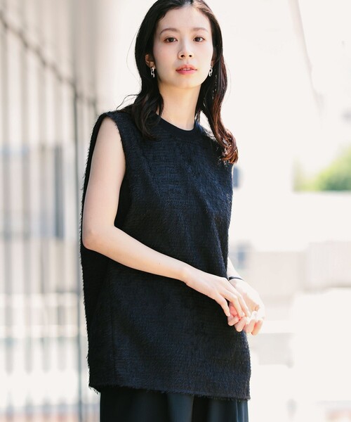 Demi-Luxe BEAMS(デミルクス ビームス)の「Demi-Luxe BEAMS / カットジャカード ノースリーブ ブラウス(シャツ/ブラウス・レディース・オフホワイト/ブラック・ONE SIZE)」の8枚目の写真