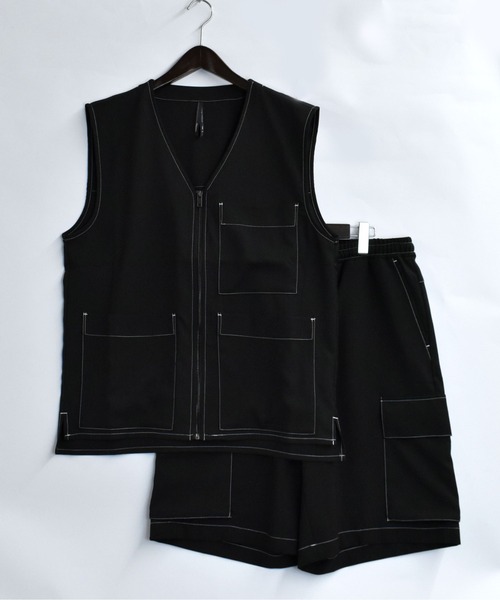 Starting Over(スターティングオーバー)の「oversize stitching vest/オーバーサイズ ステッチング ベスト(ベスト・メンズ・チャコールグレー/ブラック/カーキ・M/L/XL)」の4枚目の写真