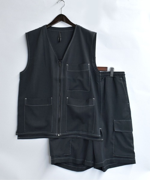 Starting Over(スターティングオーバー)の「oversize stitching vest/オーバーサイズ ステッチング ベスト(ベスト・メンズ・チャコールグレー/ブラック/カーキ・M/L/XL)」の5枚目の写真