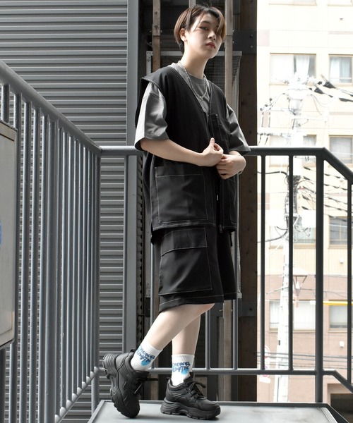 Starting Over(スターティングオーバー)の「oversize stitching vest/オーバーサイズ ステッチング ベスト(ベスト・メンズ・チャコールグレー/ブラック/カーキ・M/L/XL)」の14枚目の写真