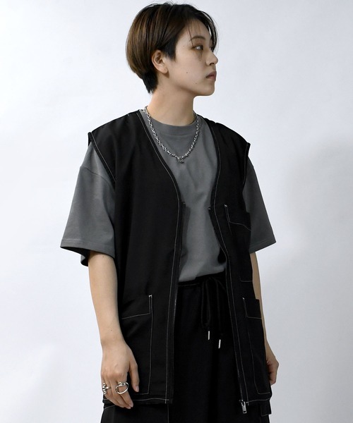Starting Over(スターティングオーバー)の「oversize stitching vest/オーバーサイズ ステッチング ベスト(ベスト・メンズ・チャコールグレー/ブラック/カーキ・M/L/XL)」の20枚目の写真