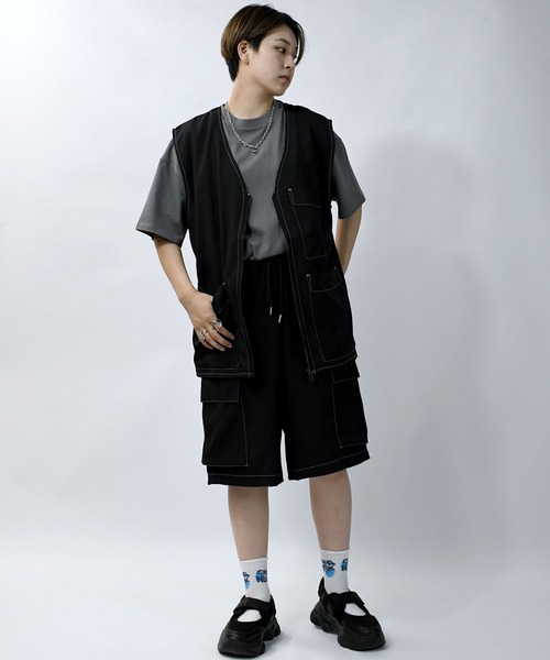 Starting Over(スターティングオーバー)の「oversize stitching vest/オーバーサイズ ステッチング ベスト(ベスト・メンズ・チャコールグレー/ブラック/カーキ・M/L/XL)」の21枚目の写真